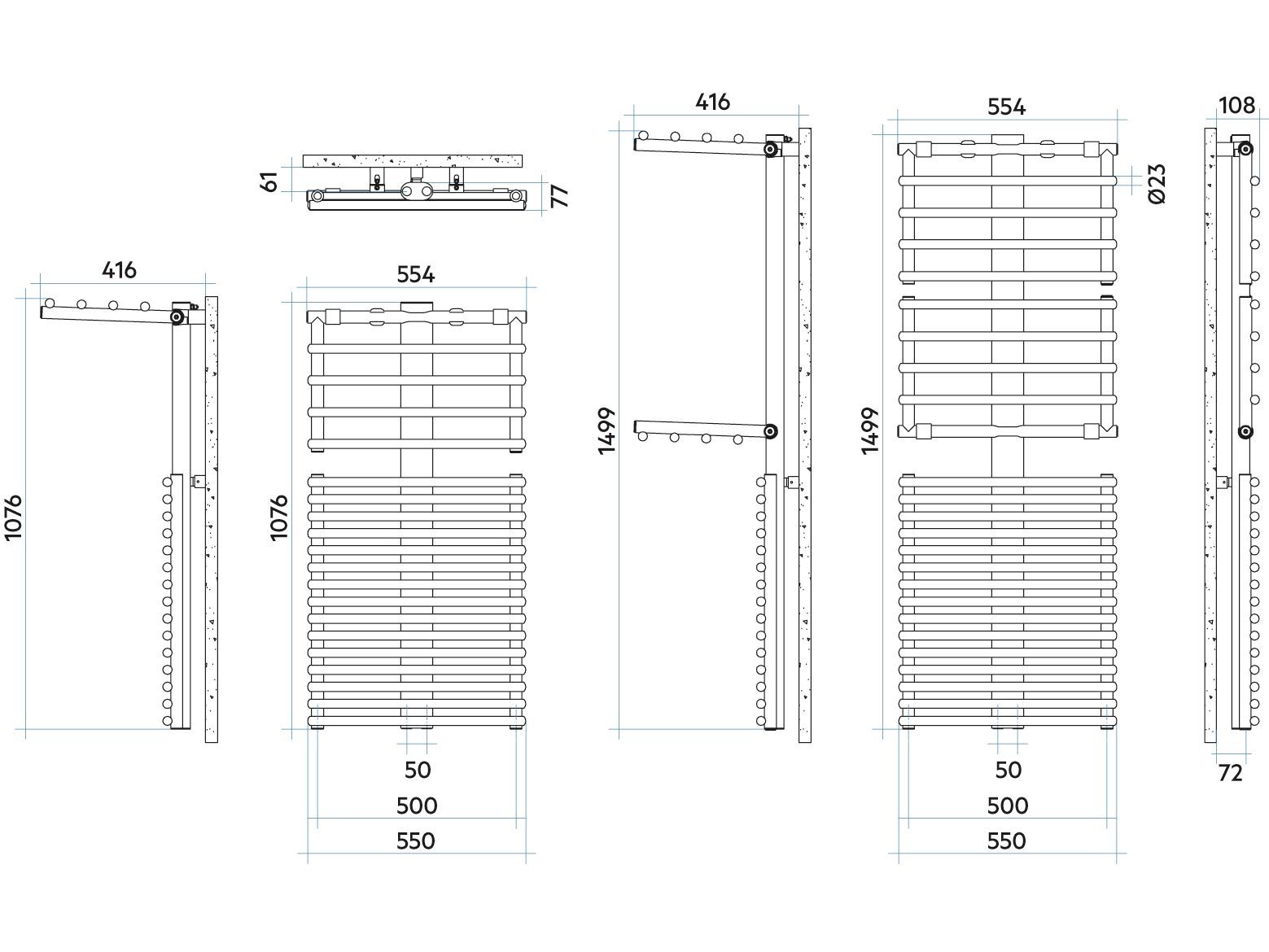 Настенный стальной радиатор для ванной комнаты Irsap Get Up ARCH-00116962 - Вид №7