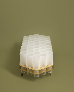 Журнальный столик из дутого стекла и латуни