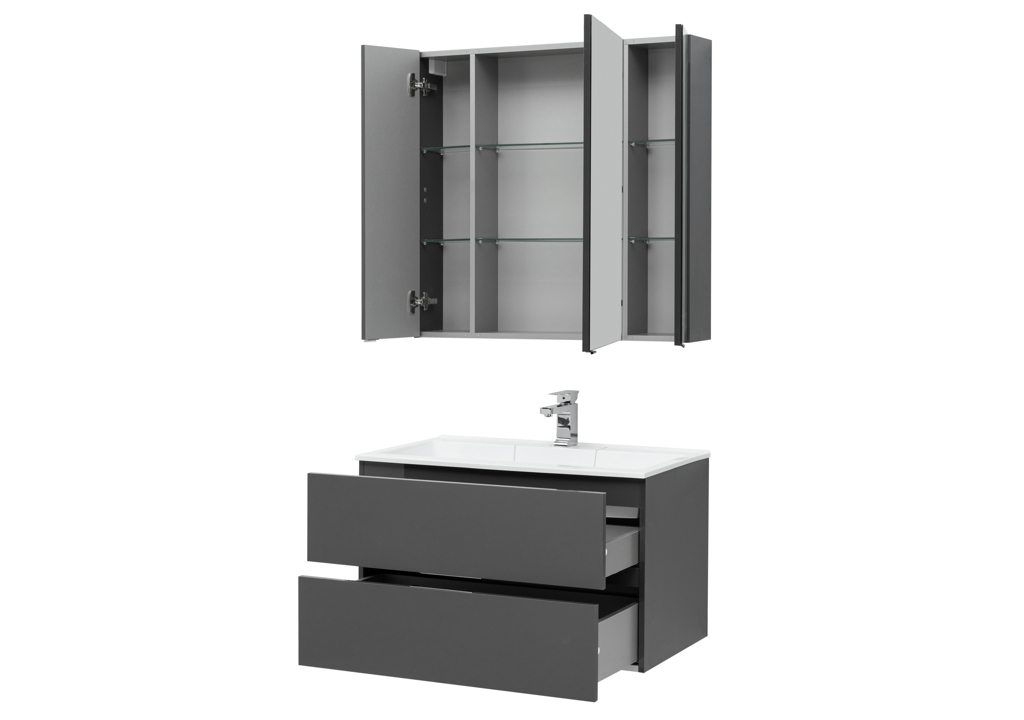 Мебель для ванной Aquanet Алвита 90 серый антрацит 00241388 - Вид №4