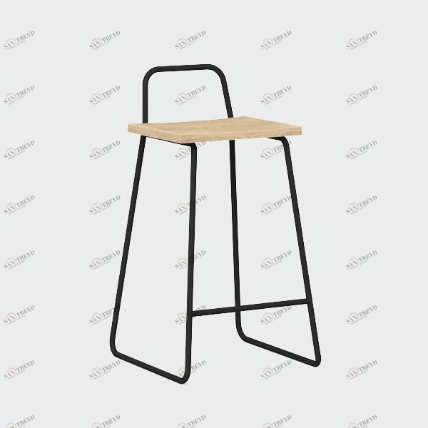 Барный стул с деревянным сиденьем черный Bauhaus WOODI  00-3966221 Черный 