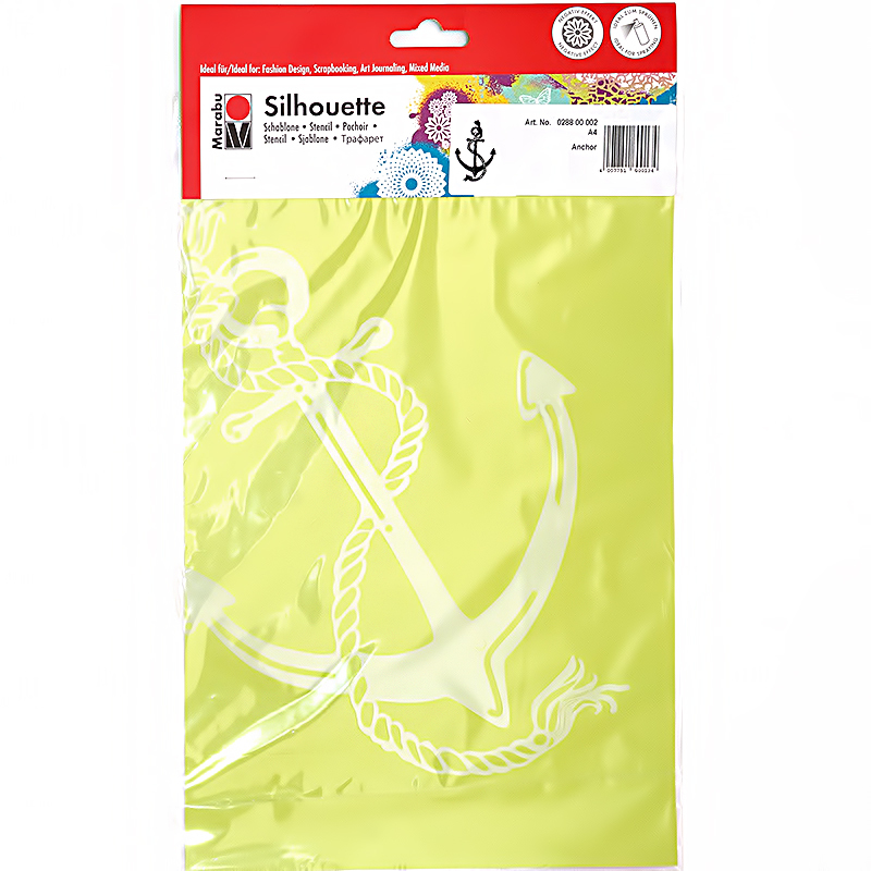 28800002 Трафарет-силуэт 15 x 15 см якорь Marabu 