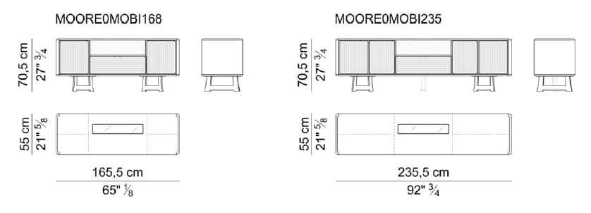 Деревянный шкаф с кожаной обивкой и распашными дверями i 4 Mariani Мур ARCH-00093022 - Вид №5