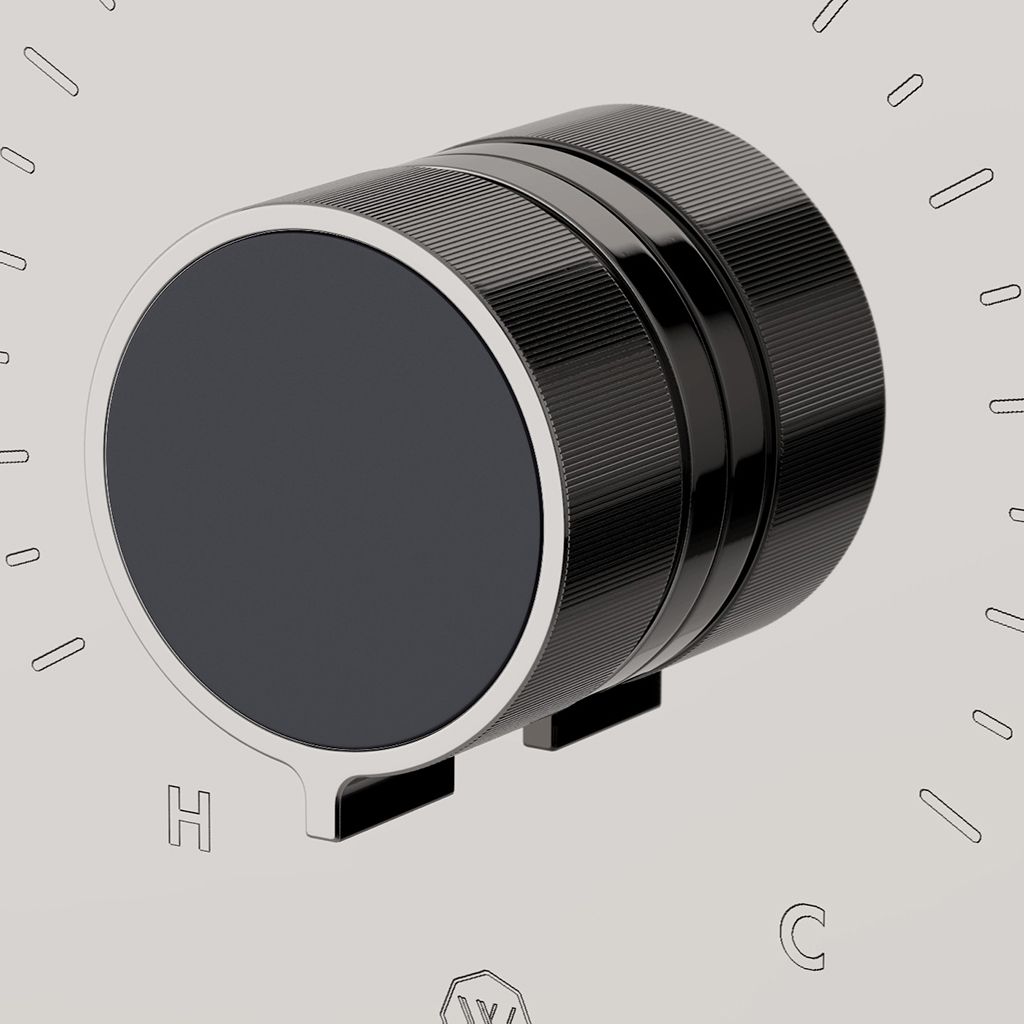 BTH14D Облицовка термостатического регулирующего клапана Bond Union Series Square с эмалированной ручкой с гильошированными линиями Waterworks - Вид №1