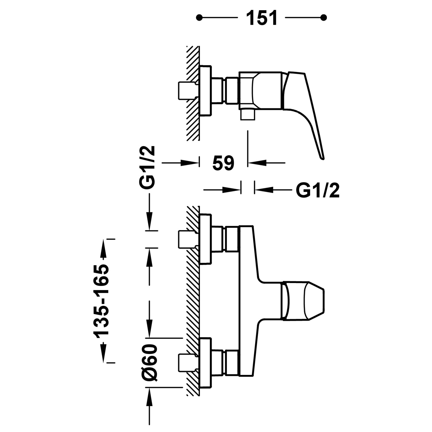 CANIGÓ Wall-mounted single-handle shower mixer tap-21716701 TRES Canigo - Вид №1