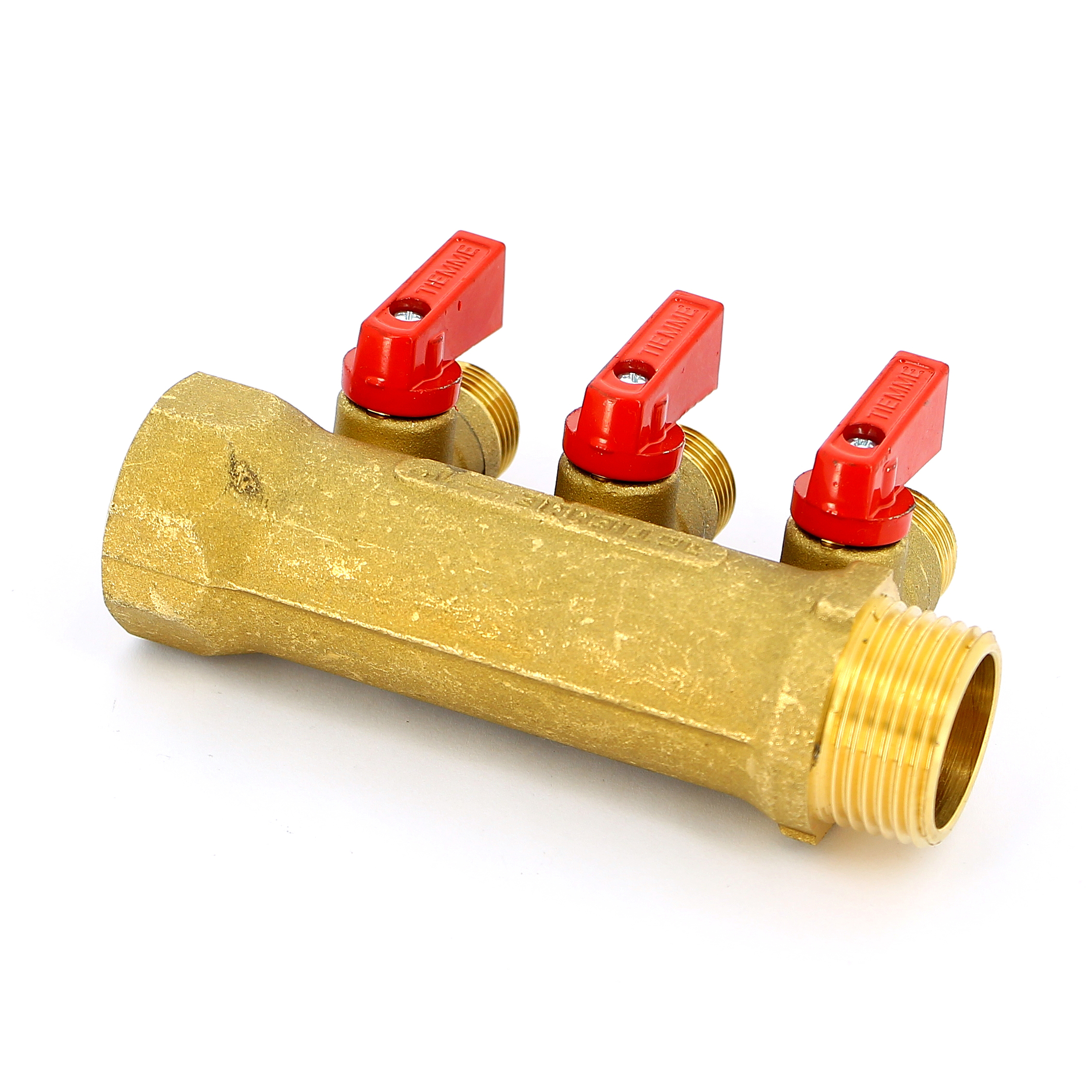 Коллектор НВ 1" с кранами TIEMME 3 выхода 1/2"Н 36мм 1820005 - Вид №3