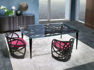 Carpanelli Прямоугольный стол из дерева и стекла Optical skin Ta67