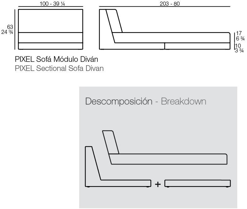 VONDOM Садовая кушетка с обивкой из виниловой ткани Pixel sun-id-1447901 - Вид №3
