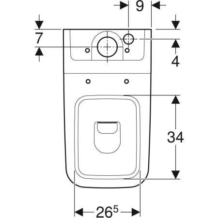 200920000 Напольный унитаз Geberit iCon Square для смывного бачка наружного монтажа, вертикальный смыв, приставной, закрытая форма Geberit  - Вид №2