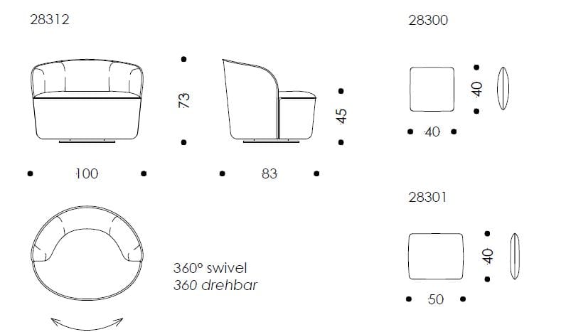 Тканевое вращающееся кресло Wittmann Bun ARCH-00149610 - Вид №3