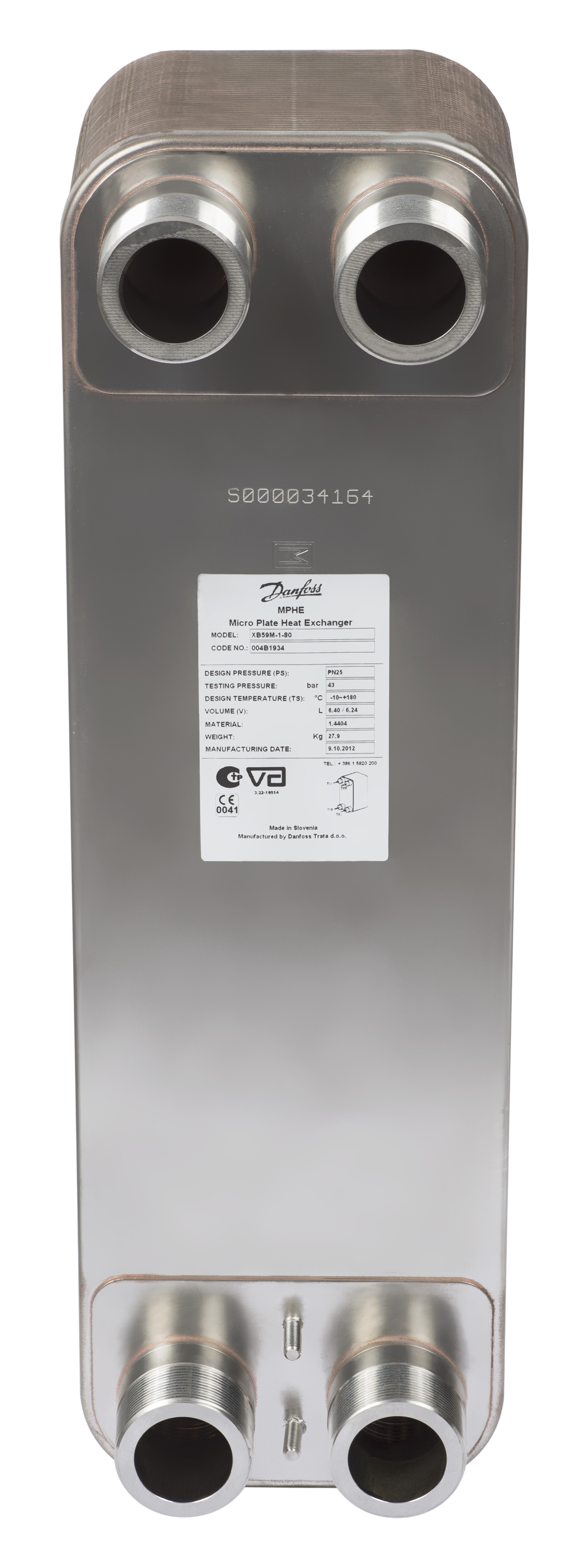 Danfoss Паяный пластинчатый теплообменник серии XB59M XB 59M-1-60 Паяный ТО 004B1932  - Вид №3