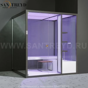 Effegibi BODYLOVE H BL30040003 Хаммам. Установка: в правый угол. Мощность: 7 кВт макс. Размеры: длина 200 см, ширина 176 см. Отделка: трубчатое стекло и зеркало.