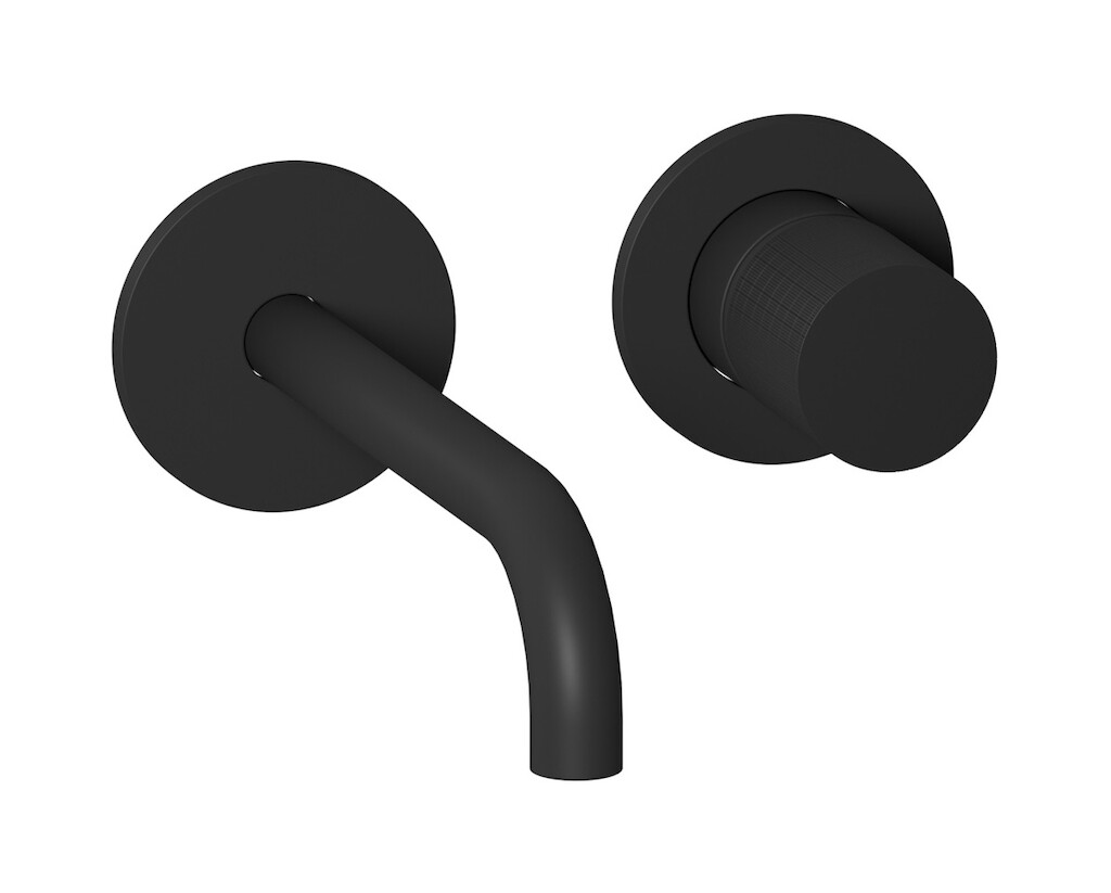 Встроенный в стену смеситель для раковины на 2 отверстия в комплекте с донным клапаном WE ARE IB ga406np Matt Black Gatsby