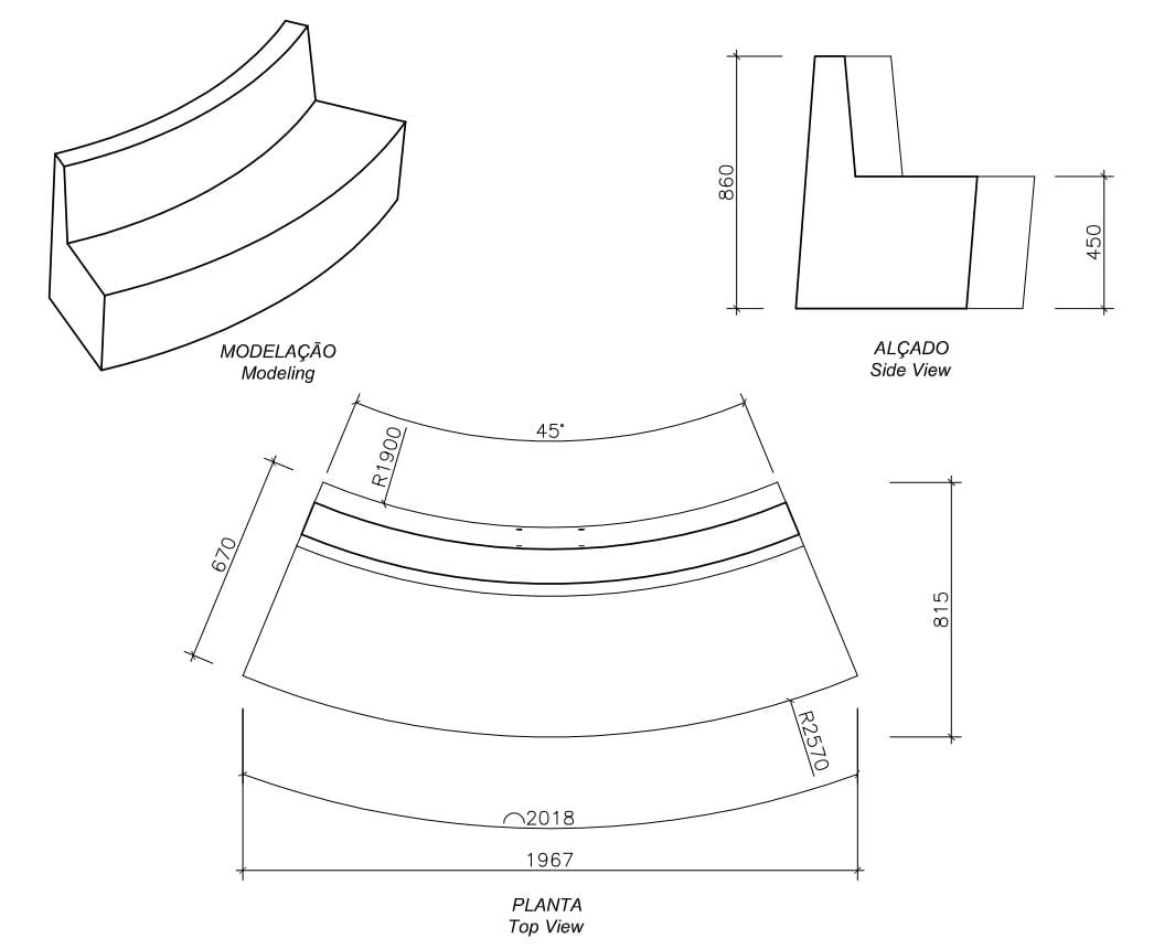 Изогнутая бетонная скамья со спинкой amop Mia ARCH-00041362 - Вид №3
