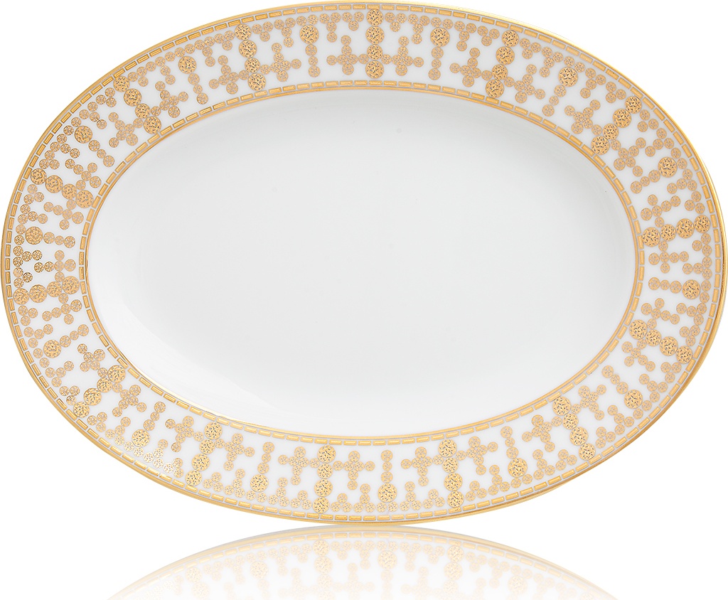 10586075 Haviland Блюдо овальное 23,5см "Тиара" (белый, золотой декор) Фарфор 