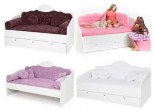 Кровать диван ABC-KING Princess/Фея темно-сиреневый велюр со стразами Сваровски (160*90) без ящика и матраса