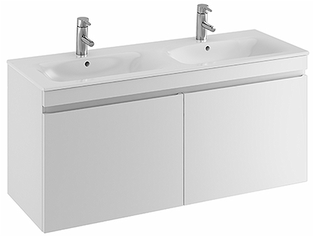 42392 IFO Renova Плоская тумба для умывальника с двумя ящиками и двумя внутренними ящиками, W = 1290 мм, W1 = 1300 мм, глянцевый белый  - Вид №1