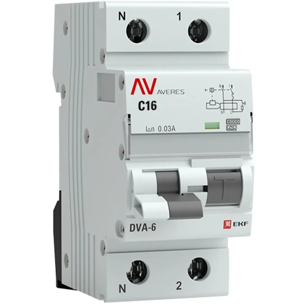 Дифференциальный автомат EKF DVA-6 для защиты от токов утечки и короткого замыкания 84579911 STLM-1119043