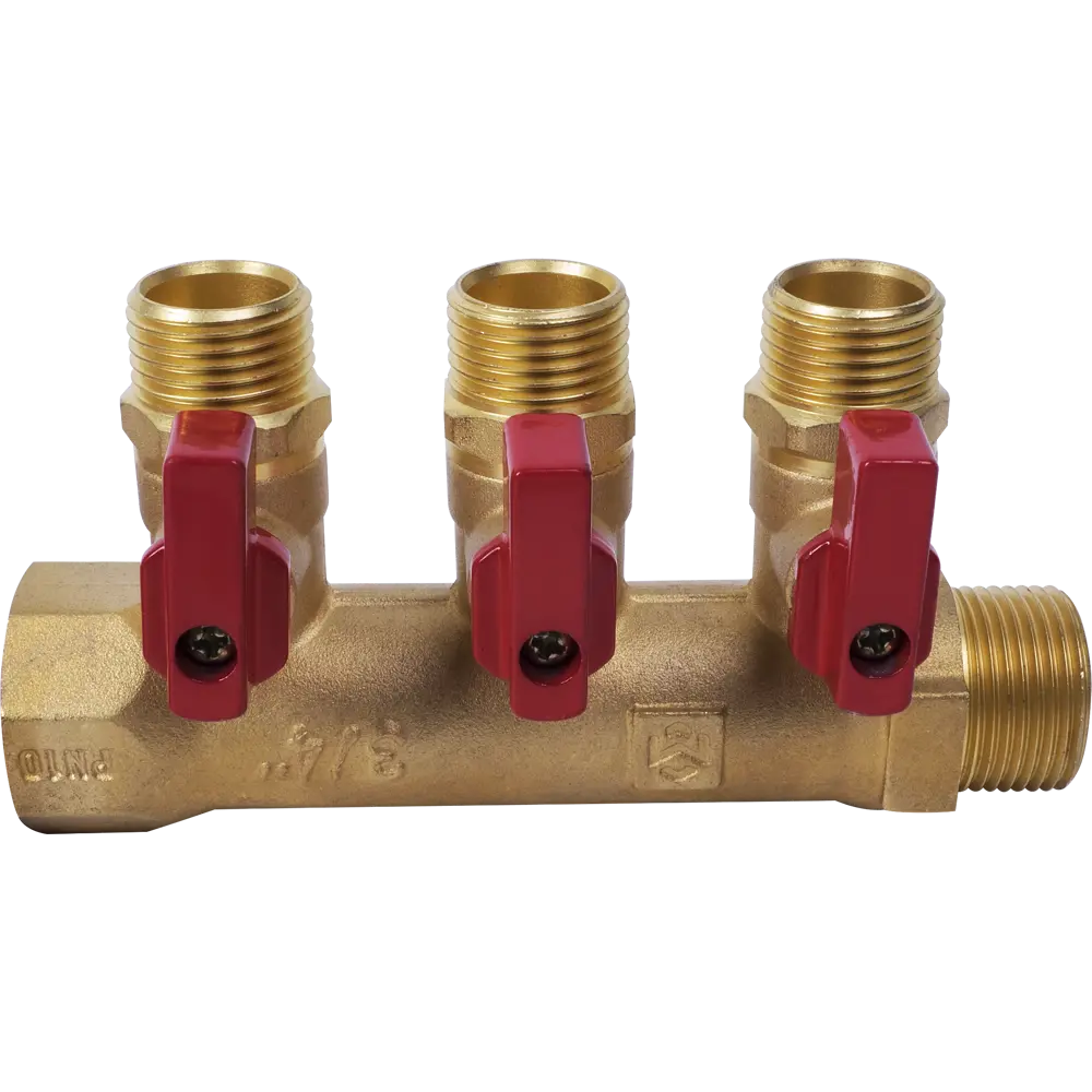 Коллектор с кранами 3 выхода 1x1/2" НР латунь Santreyd STLM-2166207 - Вид №1
