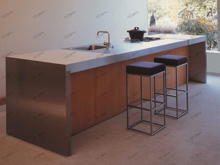 Strato Cucine Кухня с островом из стали и дерева Mg sun-id-1373192