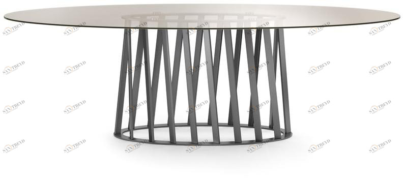 Pacini & Cappellini Овальный обеденный стол из закаленного стекла sun-id-1397961