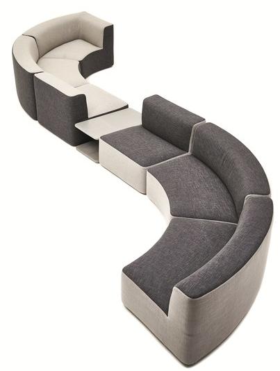 Varaschin Изогнутый модульный садовый диван из ткани Belt 221 - Вид №8