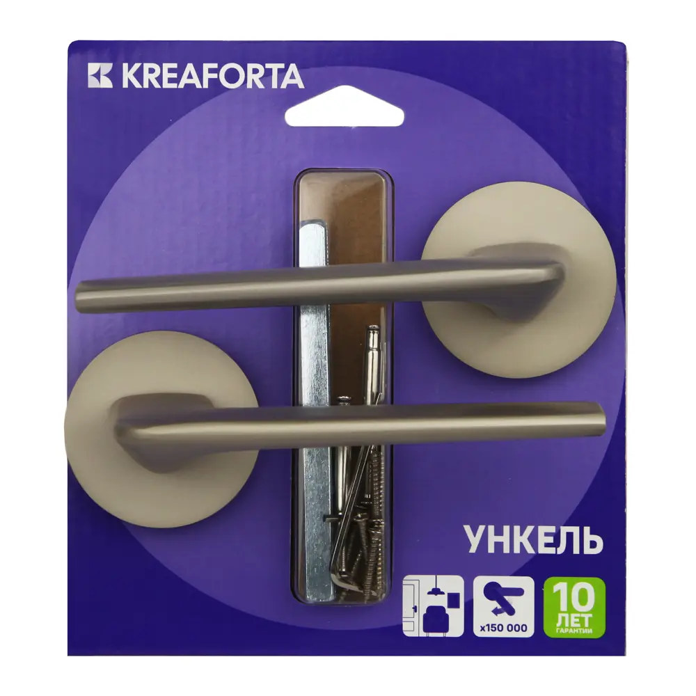 Дверная ручка на розетке KREAFORTA Ункель без запирания цвет никель STLM-2126131 - Вид №3