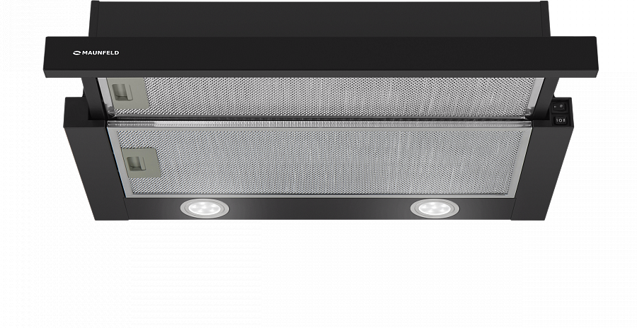 VS LIGHT 60 BLACK Вытяжка vs light 60 черный/ • тип: встраиваемая • цвет: черный • управление: колыбельное • ширина, мм: 600 • полная потребляемая мощность, вт: 140• количество скоростей: 2 • максимальная производительность, м3/ч: 480• диаметр воздуховода Santreyd  - Вид №2