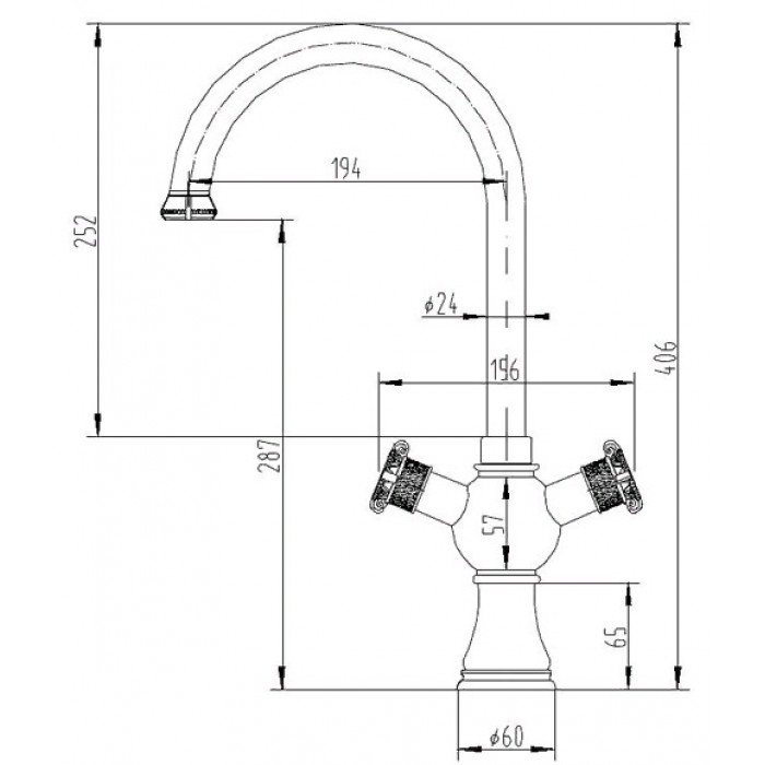 Zorg A 2004K-SL серебро Смеситель для кухни Zorg 409 х 194  - Вид №2
