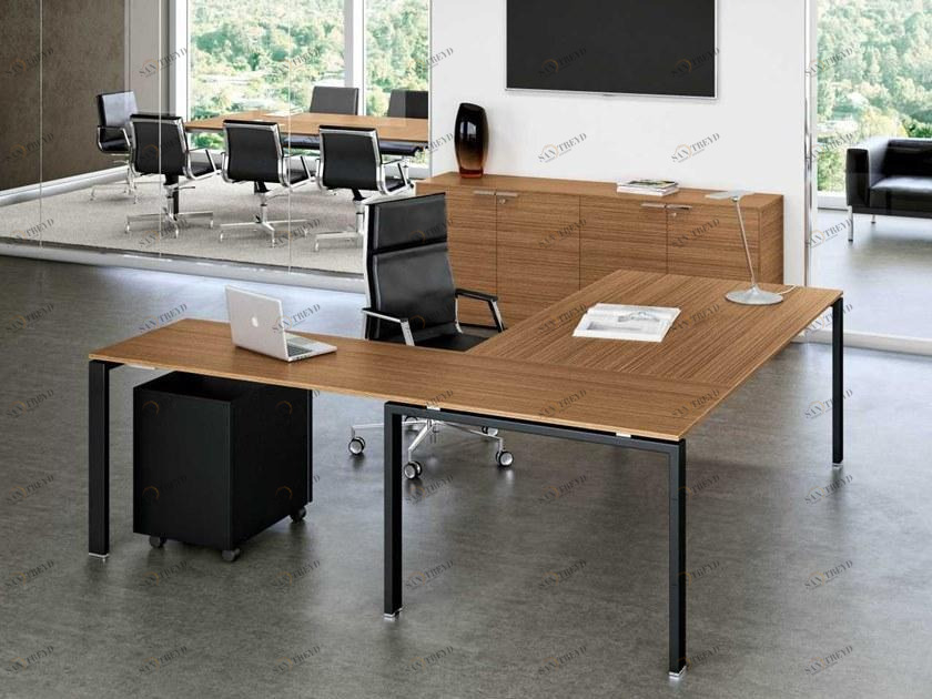 Bralco Исполнительный угловой письменный стол из дерева Glider sun-id-1497434