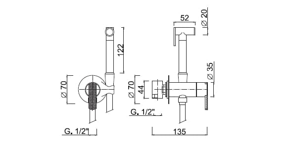 Настенный ручной душ Rubinetteria Giulini Surf Deluxe ARCH-00002051
