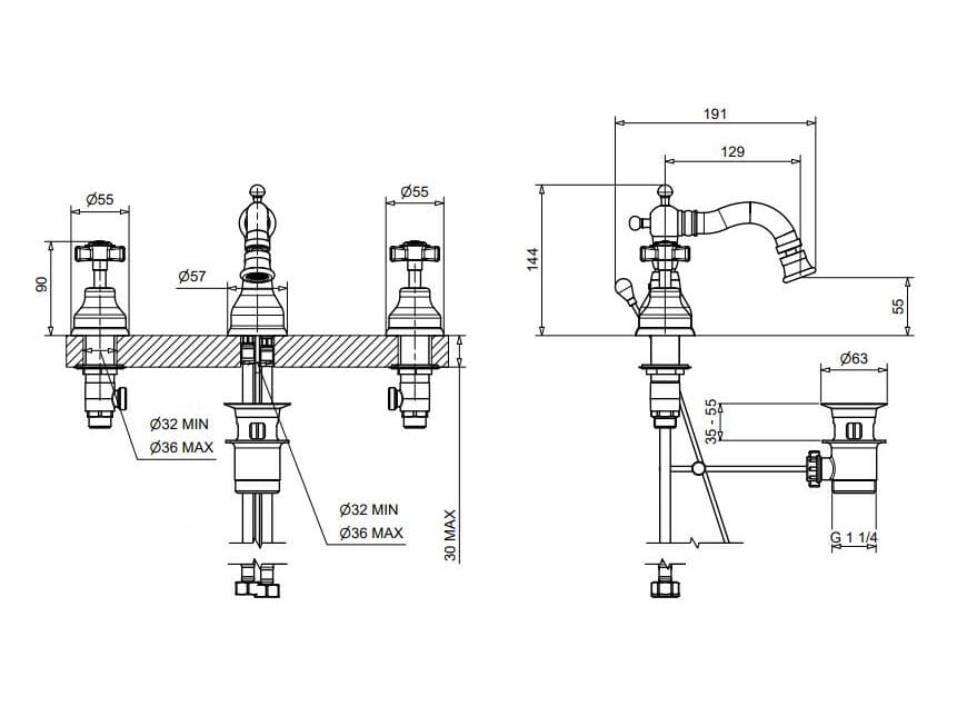 Смеситель для биде из хромированной латуни Bugnatese PRINCETON ARCH-00080178 - Вид №1