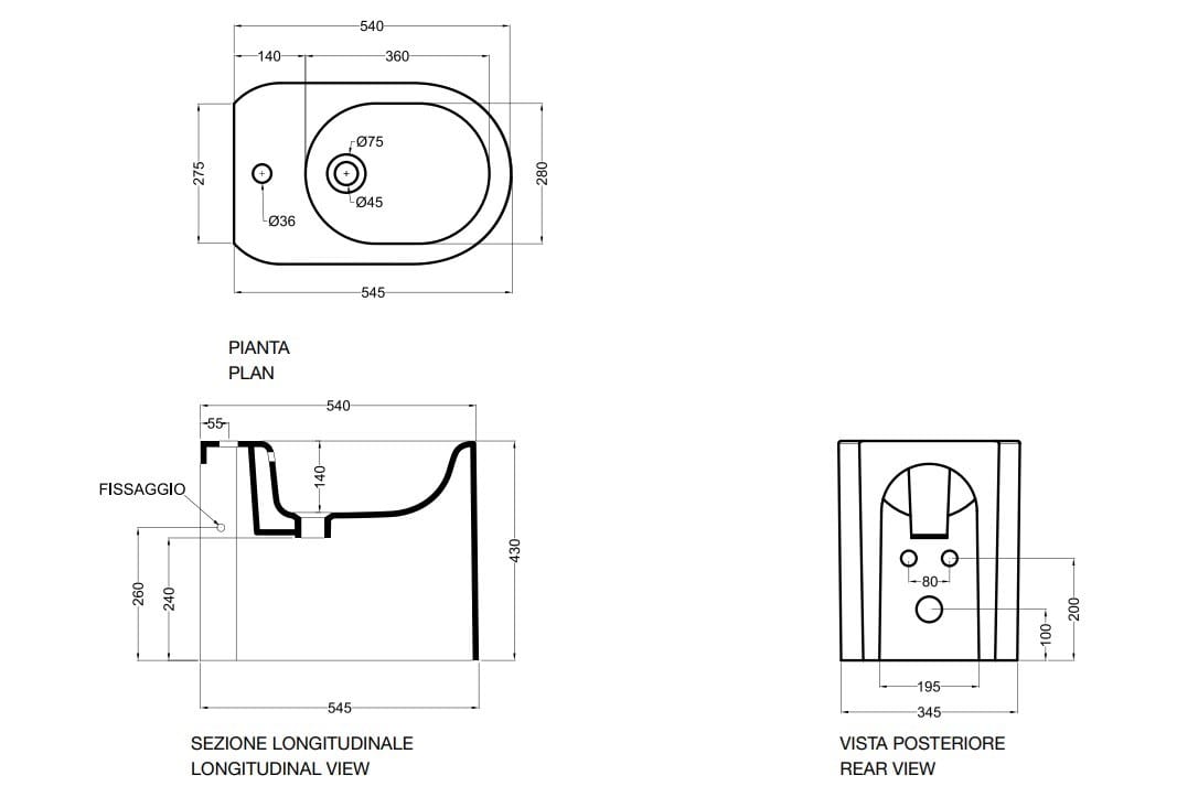Напольное керамическое биде Axa Delano ARCH-00134999 - Вид №15