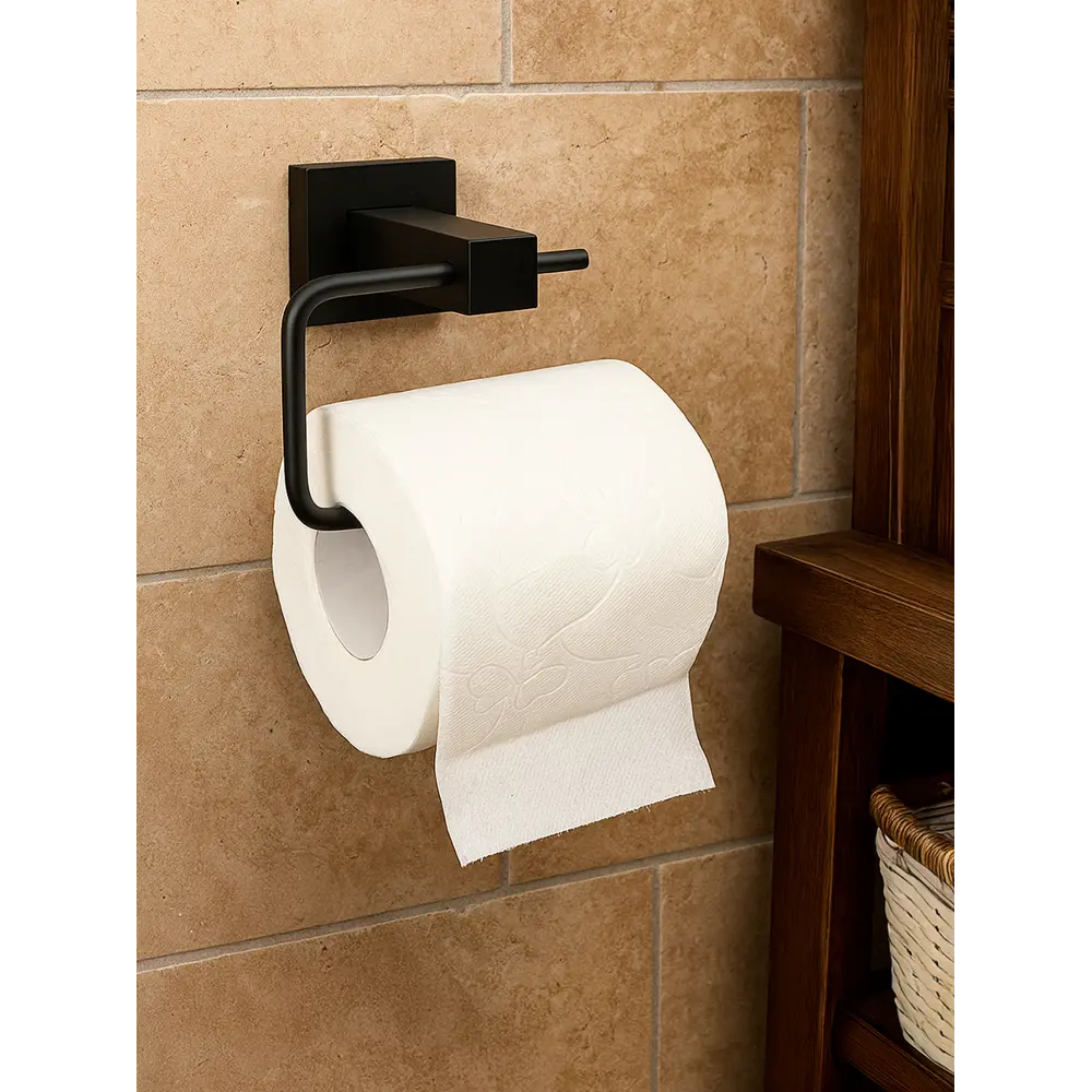 Держатель туалетной бумаги открытый навес квадро металл черный Santreyd STLM-2091414 - Вид №5