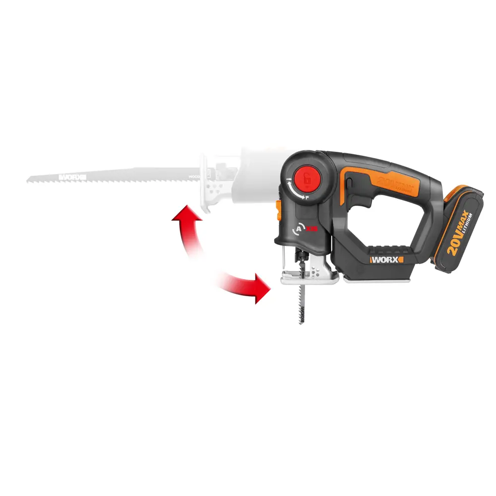 Лобзик-сабельная пила аккумуляторный Worx Axis WX550, 20 В Li-ion 2 Ач STLM-2079431 - Вид №2