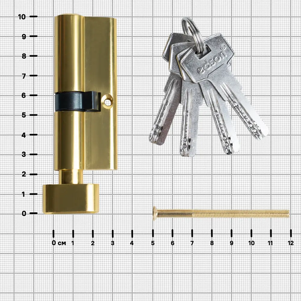 Цилиндр EDS-CYL 35x45 мм ключ/вертушка цвет латунь EDSON STLM-2065028 - Вид №3