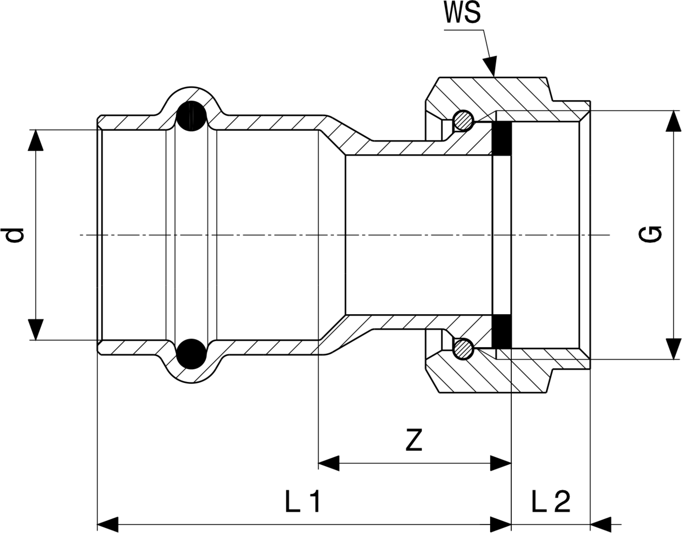 444 167 Модель 2263 Трубопроводные системы  Profipress  Резьбовые соединения Santreyd  - Вид №3