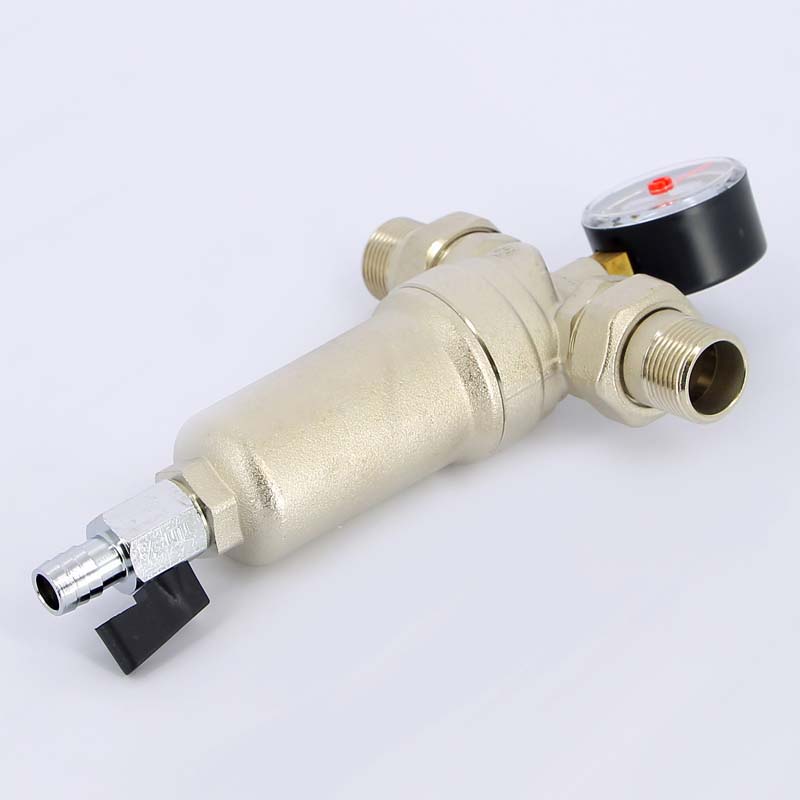 Фильтр промывной с манометром, с разъемными соединениями, латунной колбой TIEMME 3/4" 3130003 - Вид №1