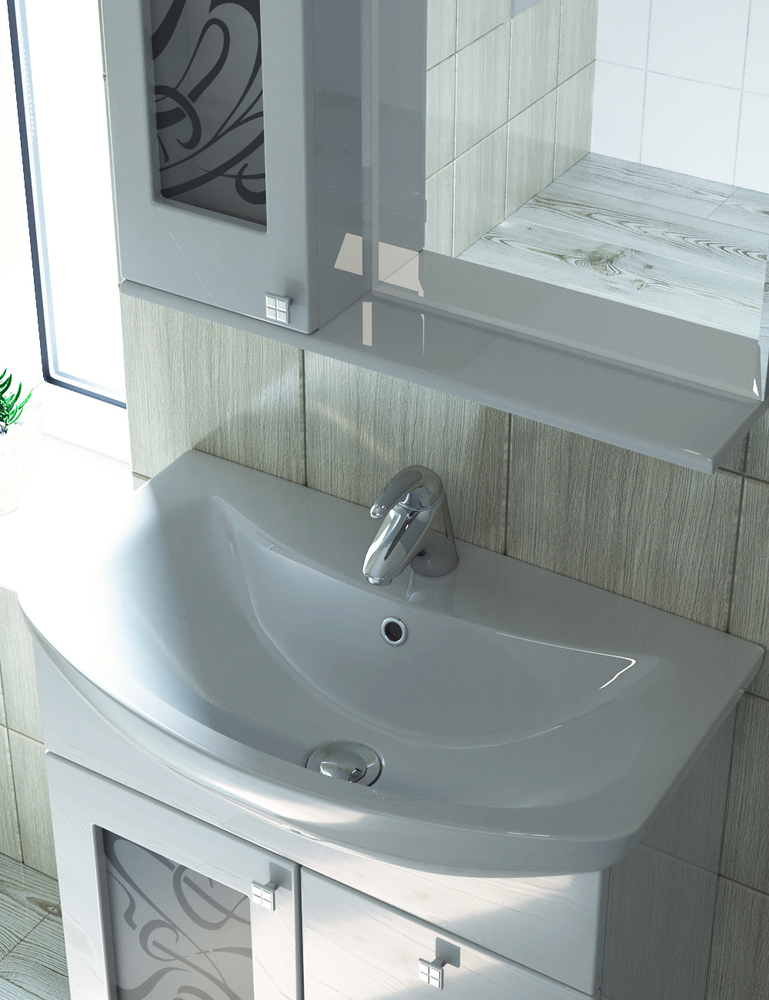 Тумба с раковиной Provans 700 (Балтика)700⨉450⨉830 мм белый Santreyd sun-id-665136 - Вид №3