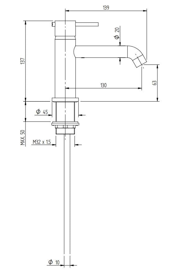 Однорычажный смеситель для раковины с одним отверстием Zazzeri мода ARCH-00007444 - Вид №2