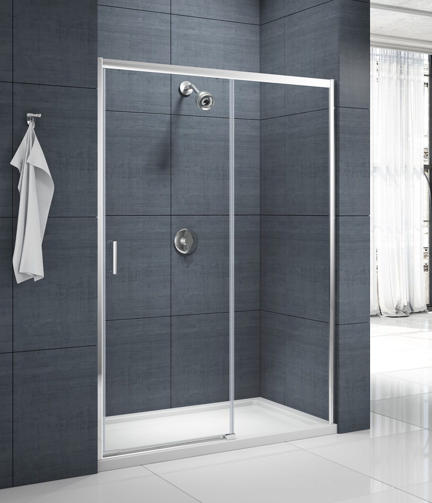 Дверь душевая для установки с боковой панелью MBLA1000R Merlyn MBOX Хромированный  - Вид №3