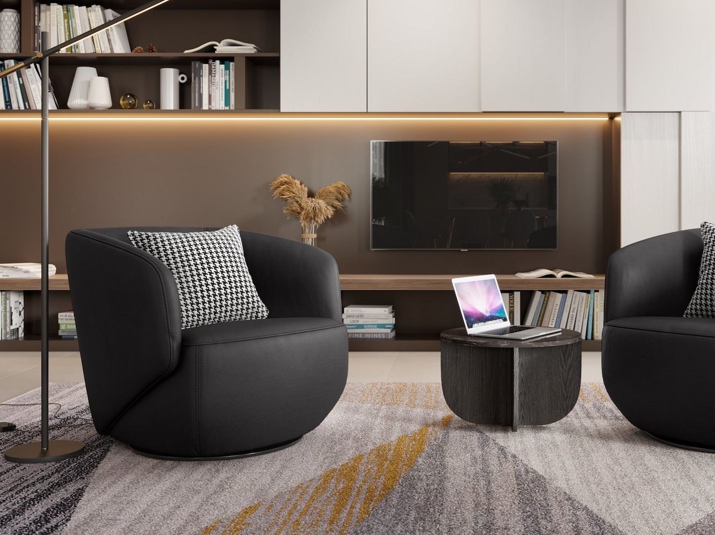 Кожаное вращающееся кресло с подлокотниками Sofanella VIGO ARCH-00074100 - Вид №2