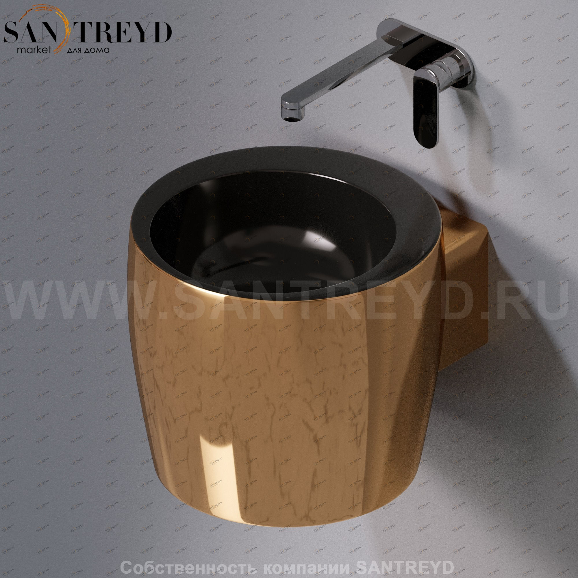 L102T0R0V1.252 Подвесная раковина настенная круглая A. e T. Italia SPOT золотая AeT ITALIA TOTEM