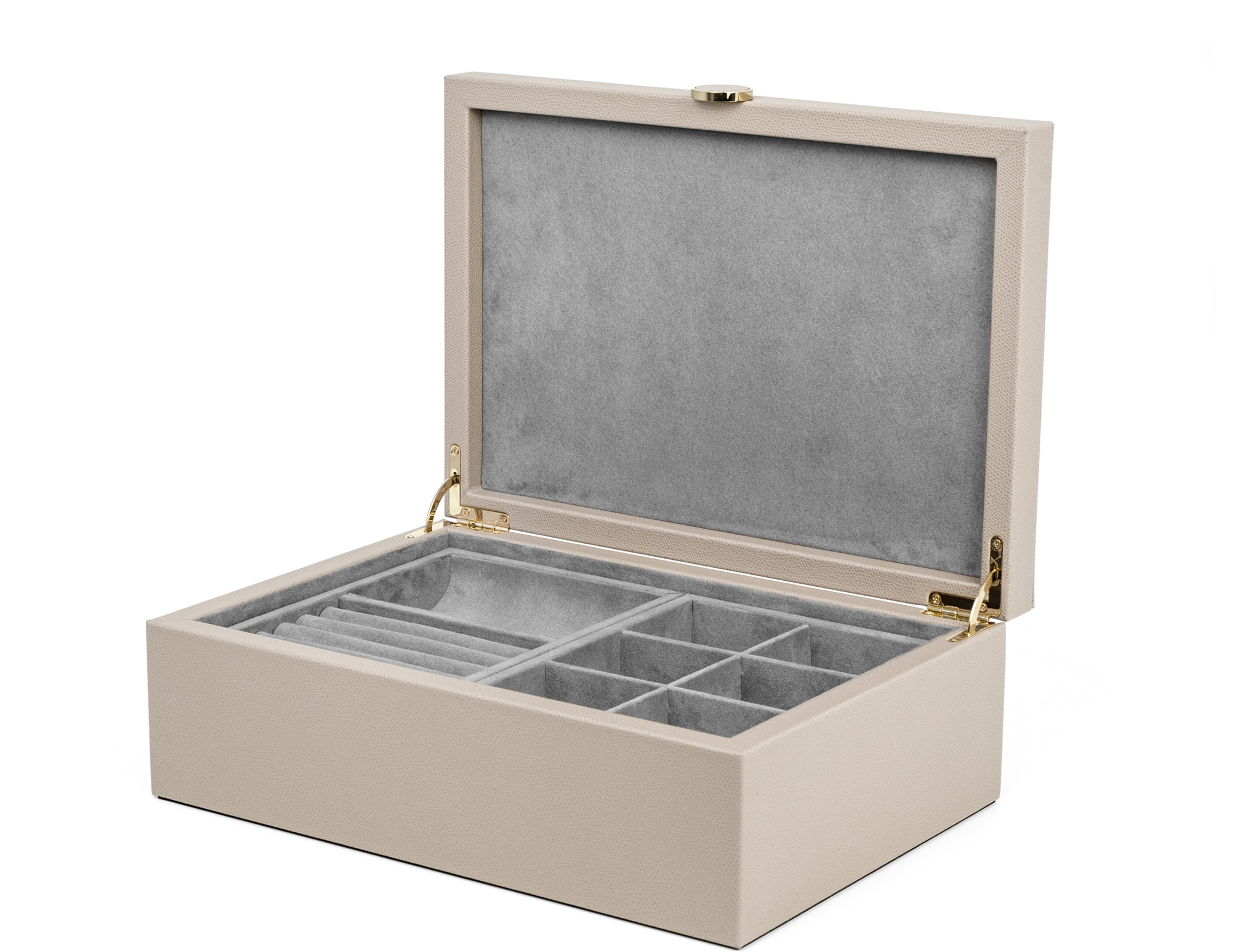 Шкатулка для драгоценностей Prestige - 35,5X25XH13 см / зернистая кожа_темно-серый