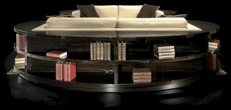 HUGUES CHEVALIER Изогнутый кожаный диван с полкой для журналов Haussmann sun-id-1397634 - Вид №5