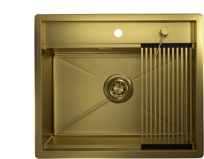 KS-6051, ЗОЛОТО САТИН, стальная кухонная мойка KITCHEN SPACE
