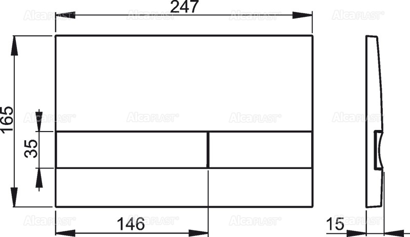 Кнопка управления для скрытых систем инсталляции, белый/черный ALCAPLAST M17108 - Вид №3
