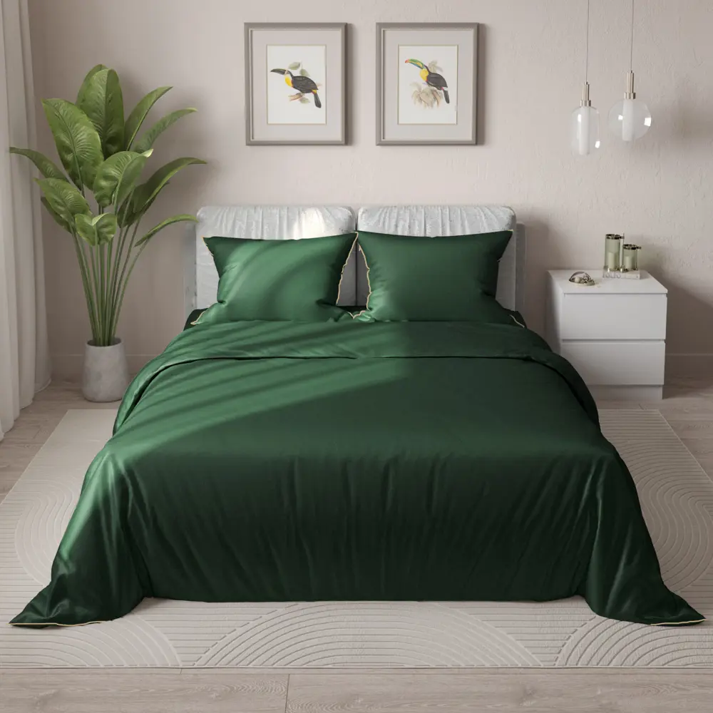 Комплект постельного белья Amore Mio Forest евро тенсель зеленый 89426000 STLM-1577804
