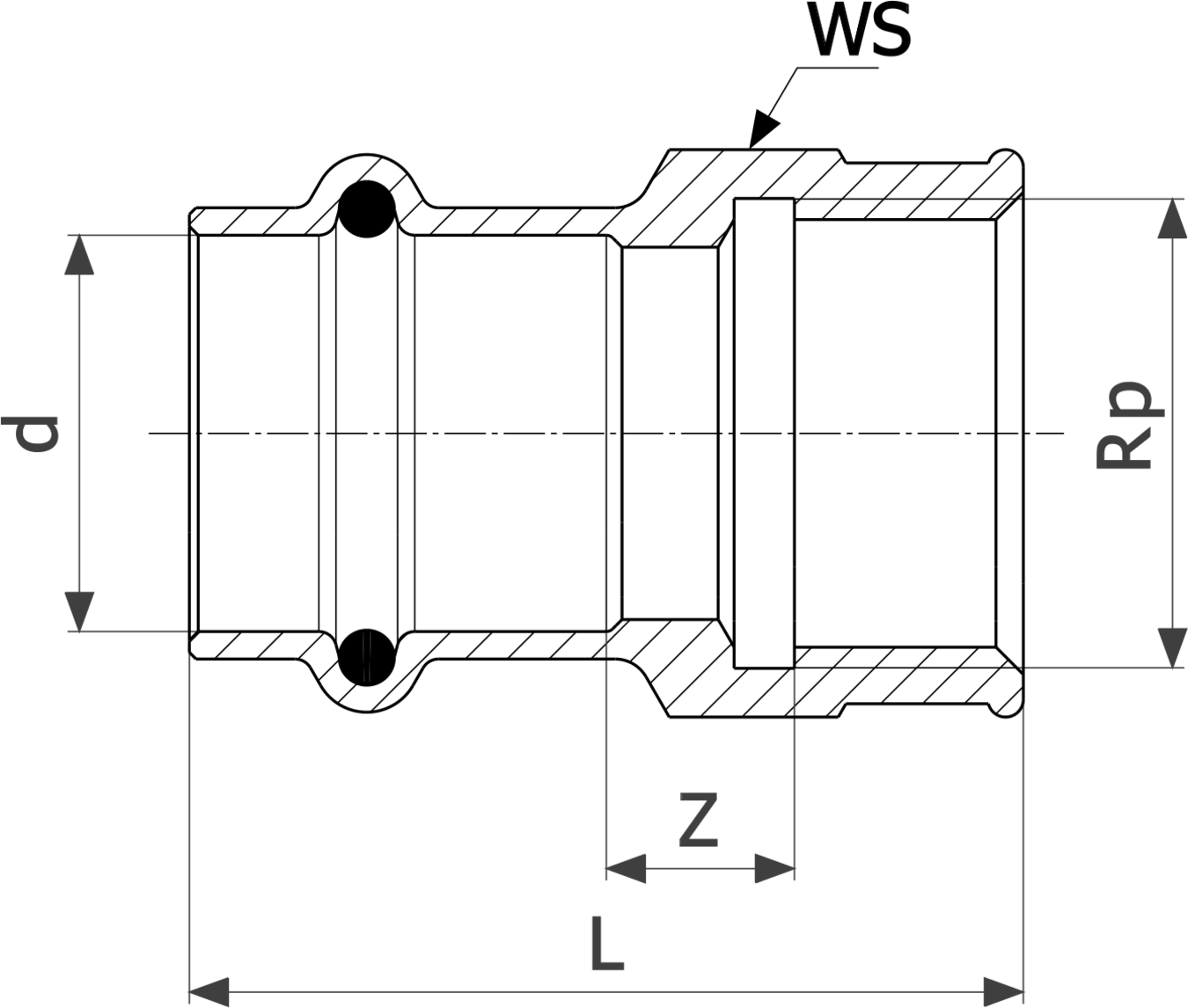 298 111 Модель 2212 Трубопроводные системы  Sanpress  Переходники/​переходные угольники Santreyd  - Вид №3