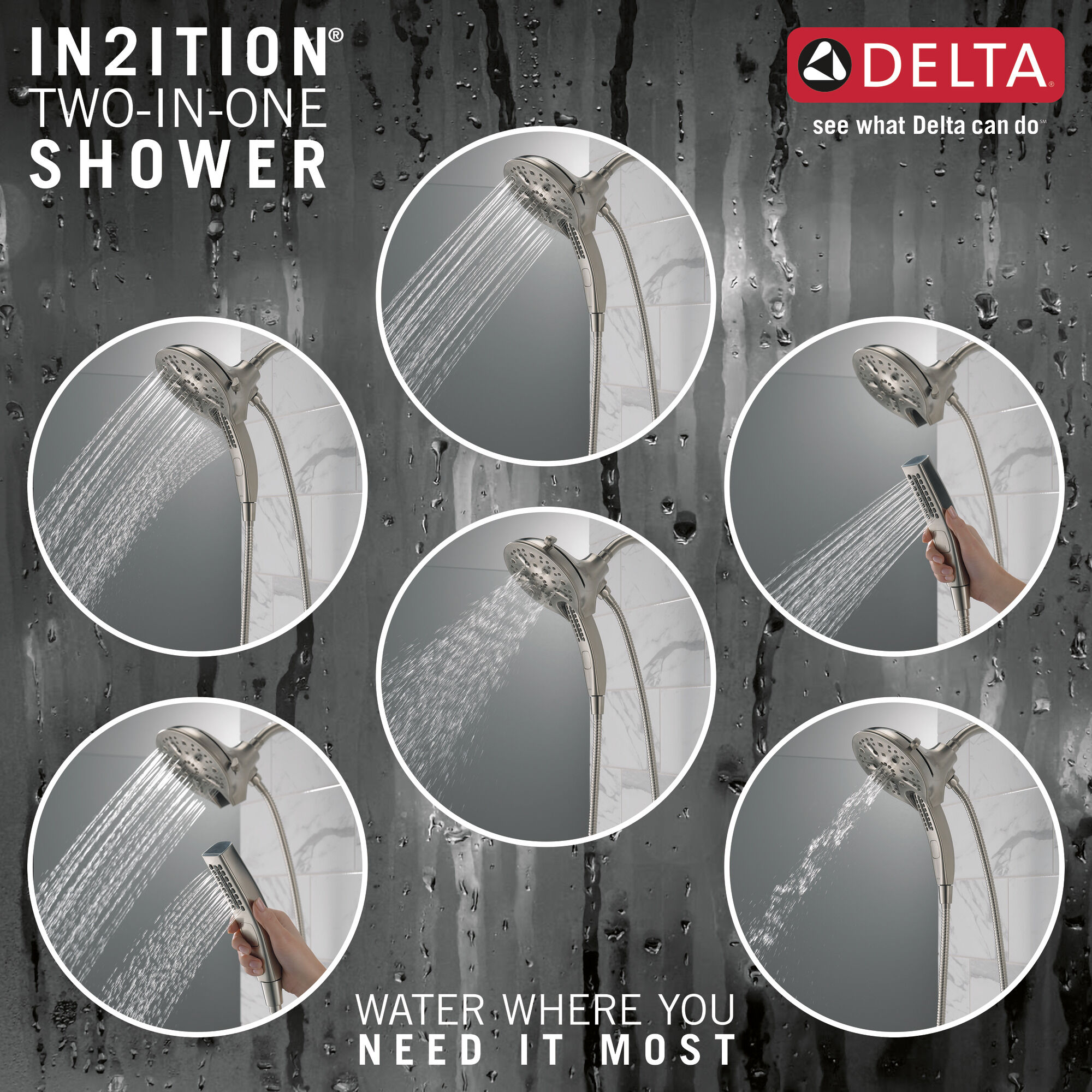 In2ition® H2Okinetic® Душ два в одном с 5 настройками Delta Faucet 58620-SS-PK - Вид №3