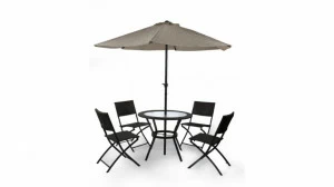 Мебель для дачи коричневая с зонтом на 4 персоны Garden4 IMPEX  040353 Коричневый